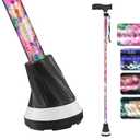 PANZHENG All Terrain Walking Cane for Man/Woman - Adjustable Shock Absorption Cane with Floral Surface Print, Canes for Women, Canes for Women for Stability - Lightweight Senior Balance Support Cane