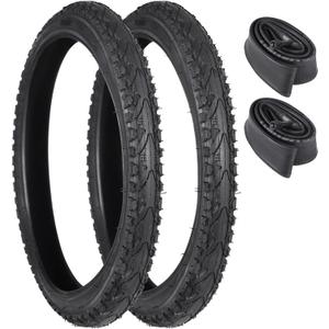 2 Pcs Bike Tires 16x1.75/47-305 with 2 Pcs Bike Tubes 16 X 1.5 - 1.75 AV 32mm Valve, Puncture-Resistant BMX Bicycle Tires, Bike Replacement for Beach Cruiser Mountain Bikes(AK-935)