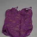 Popilush Shapewear Bodysuit V Neck Tummy Control Backless Lace Tank Tops Sleeveless Thong Bodysuit, Purple, Size L