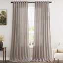 Extra Long Brownish Grey Curtains 2 Panels 102 Inches Long for Living Room Back Tab Pocket Light Filtering Semi Sheer Drapes Cotton Linen Textured Window Curtain 102 Inch Length for Bedroom 9 FT