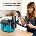 Seesii Cordless Shop Vac Wet and Dry, 2.6 Gallon Small Shop Vac with Accessory Storage Holder, 2 x 4.0Ah Batteries, 3-in-1 Wet Dry Vacuum with HEPA Filter, Strap, Ideal for Garage, Car, Workshop
