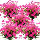 Grunyia Artificial Flowers Outdoor UV Resistant Fake Plants Indoor Outside Hanging Planter Home Garden Decor, 10 Bundles (Pink)
