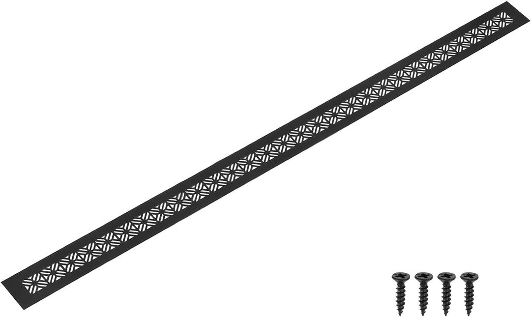 uxcell Aluminum Alloy Air Vents, 800 x 50mm / 31.5 x 2" Rectangle Louvered Ventilation Grille Cover with Mounting Screws for Door Cabinet Wardrobe, Matt Black