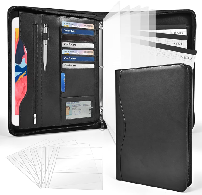 Business Portfolio with Zipper 3 Ring Binder Organizer