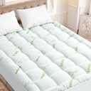 Mattress Pad - Bamboo Viscose Mattress Protector, Quilted Fitted Pillow Top Mattress Topper with Deep Pocket, Full Size