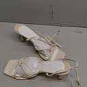 LAICIGO Women's Square Open Toe Heeled Sandals Stiletto Kitten Heel Ankle Buckle Strap Slingback Summer Dress Sandals,  11