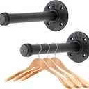 Home Expert 6 Inch Black Industrial Pipe Floating Clothing Rack Wall Mounted, Heavy Duty Garment Rack for Hanging Clothes, Multi-purpose Hanging Rod for Closet Storage, 3 Pack