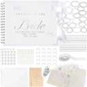 Wedding Guest Book Letters to The Bride Scrapbook Wedding Memory Book Bridal DIY Blank Paper Scrapbook Photo Album Guest Sign with Pearl Stickers (8.5 x 7 Inch,Classic,Silver)