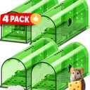Motel Mouse Humane No Kill Live Catch and Release Mouse Traps, Reusable with Cleaning Brush - 4 Pack (Regular Green 4 Pack)