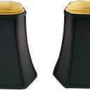 Royal Designs, Inc. BSO-710-12BLK/GL-2 Rectangle Cut Corner Basic Lamp Shade, (5x6.5) x (8x12) x 10, Black with Gold, 2-Pack