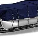 1200D Marine Grade Fade and Tear Resistant Trailerable Pontoon Boat Cover, Heavy-Duty Pontoon Covers (Navy, Length:21'-24' Beam Width: up to 102")
