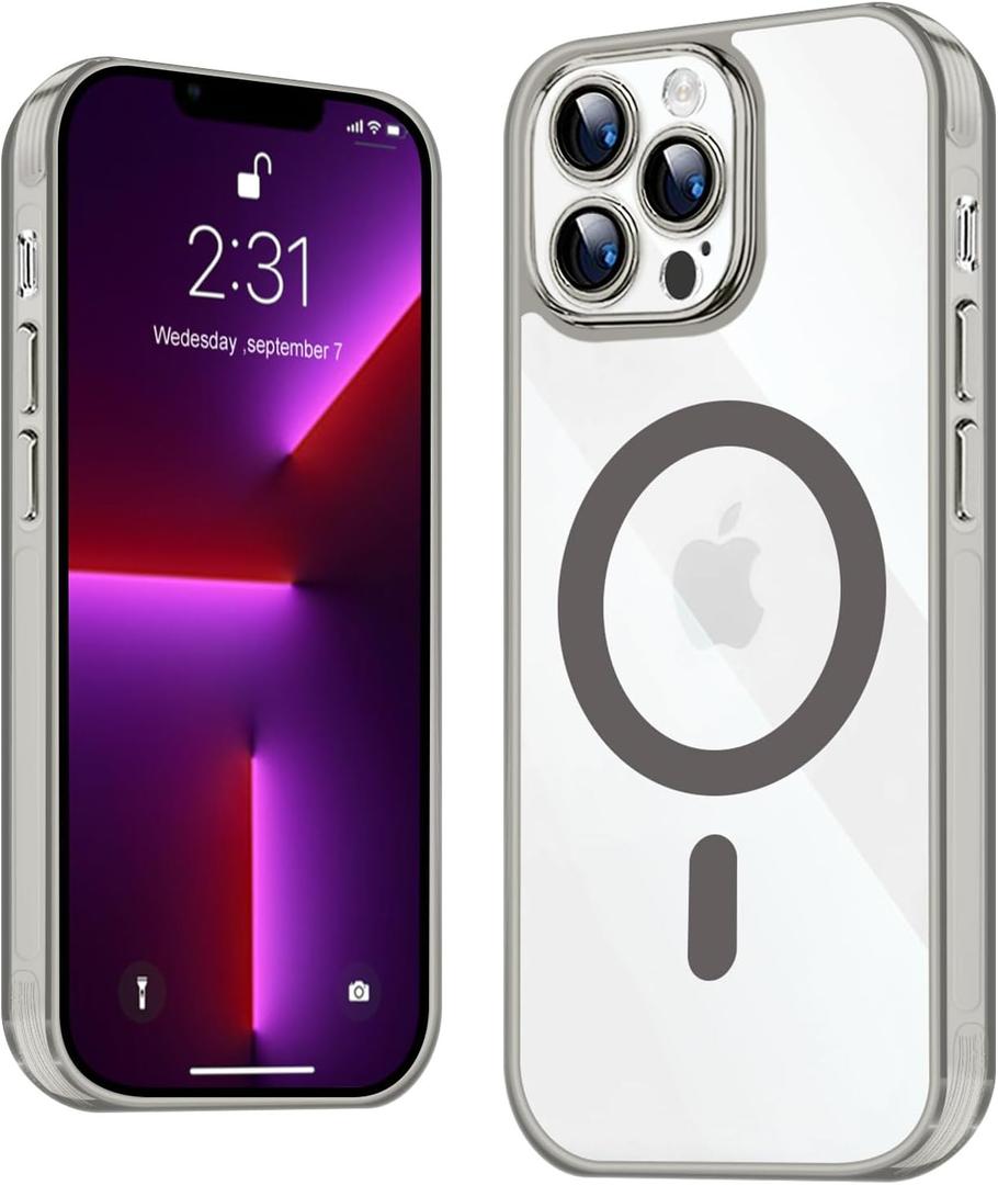 Ankceed for iPhone 13 Pro Case, Compatible with MagSafe, [Military-Grade Protection][Full Camera Protection] PC Back, Slim/Thin, Anti-Scratch Shockproof Protective Cover 6.1 Inch, Grey (Gray)