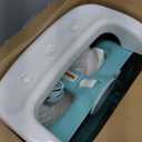 BabyBond Baby Bath Seat with Sitting & Lying 2 Modes, 3-Speed Adjustment, Powerful Suction Cups, Infant Bathtub Chair with Soft and Comfortable Towel, Folding and Hanging (Green)