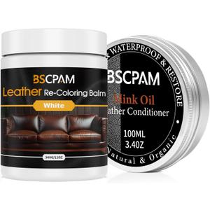 12oz Leather Recoloring Balm & 3.4oz Mink Oil Leather Conditioner kit,White Leather Color Repair Kits for Couches, Leather Couch Paint Scratch Repair for Furniture Car Sofa Shoes Leather Dye 12oz Leather Recoloring Balm & 3.4oz Mink Oil Leather Conditioner kit,White Leather Color Repair Kits for Couches, Leather Couch Paint Scratch Repair for Furniture Car Sofa Shoes Leather Dye