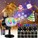 Holiday Projector Lights Outdoor, 2-in-1 HD LED Outdoor Projectors with Remote Control Timer, 3D Ocean Wave & 4 Patterns Waterproof Lanscape Lights for Indoor Valentine Xmas Halloween Holiday Party