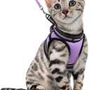 rabbitgoo Cat Harness and Leash Set for Walking Escape Proof, Adjustable Soft Kittens Vest with Reflective Strip for Cats, Comfortable Outdoor Vest, Light Purple, XL