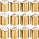 UXCELL 12pcs Aluminized Plastic Disc Top Caps, 24/410 Replacement Press Caps for Squeeze & Refillable Bottles, White Gold