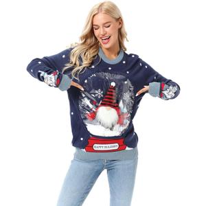 Men`s Ugly Christmas Sweater Unisex Women`s Funny Novelty Santa Pullover for Party Go Snow Gnome or Go Home Medium (M)