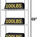 HOMEFORT 6-Shelving Unit, Adjustable Wire Shelving, Metal Wire Shelf Rack Organizer for Kitchen, Pantry, Closet, Bathroom, Laundry, White, 21" W x 11" D x 69" H
