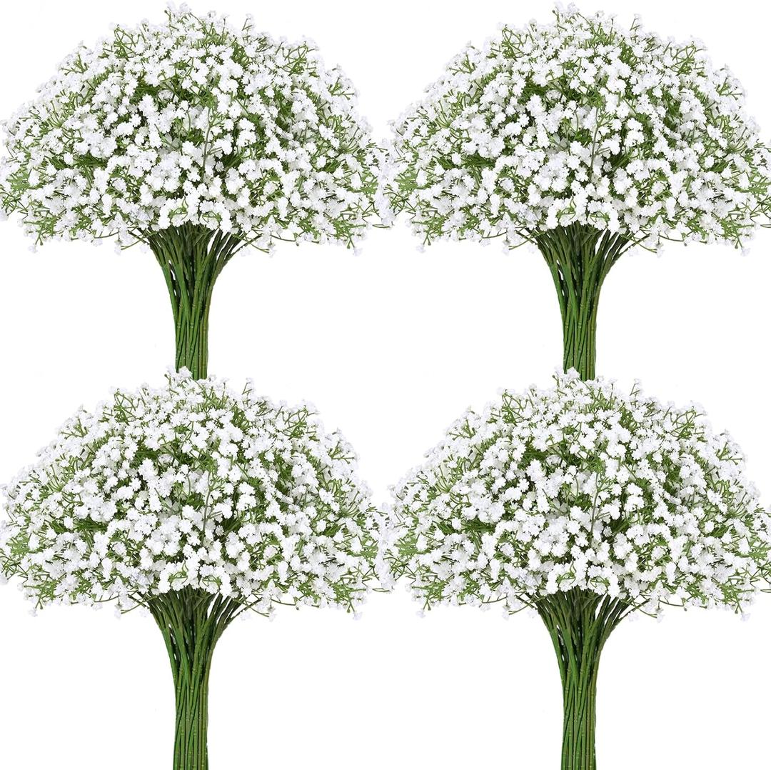 Waipfaru 30 Pcs Babys Breath Artificial Flowers, Baby Breath Flowers Artificial Bulk, Real Touch White Fake Flowers, Faux Babies Breath Gypsophila for Wedding Home Decor Floral Arrangement