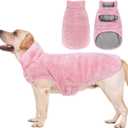 Malier Dog Winter Coat, Reversible Fleece Dog Cold Weather Coats, Windproof Warm Snow Puppy Jacket Vest Pet Clothes for Dogs (Pink, Large)