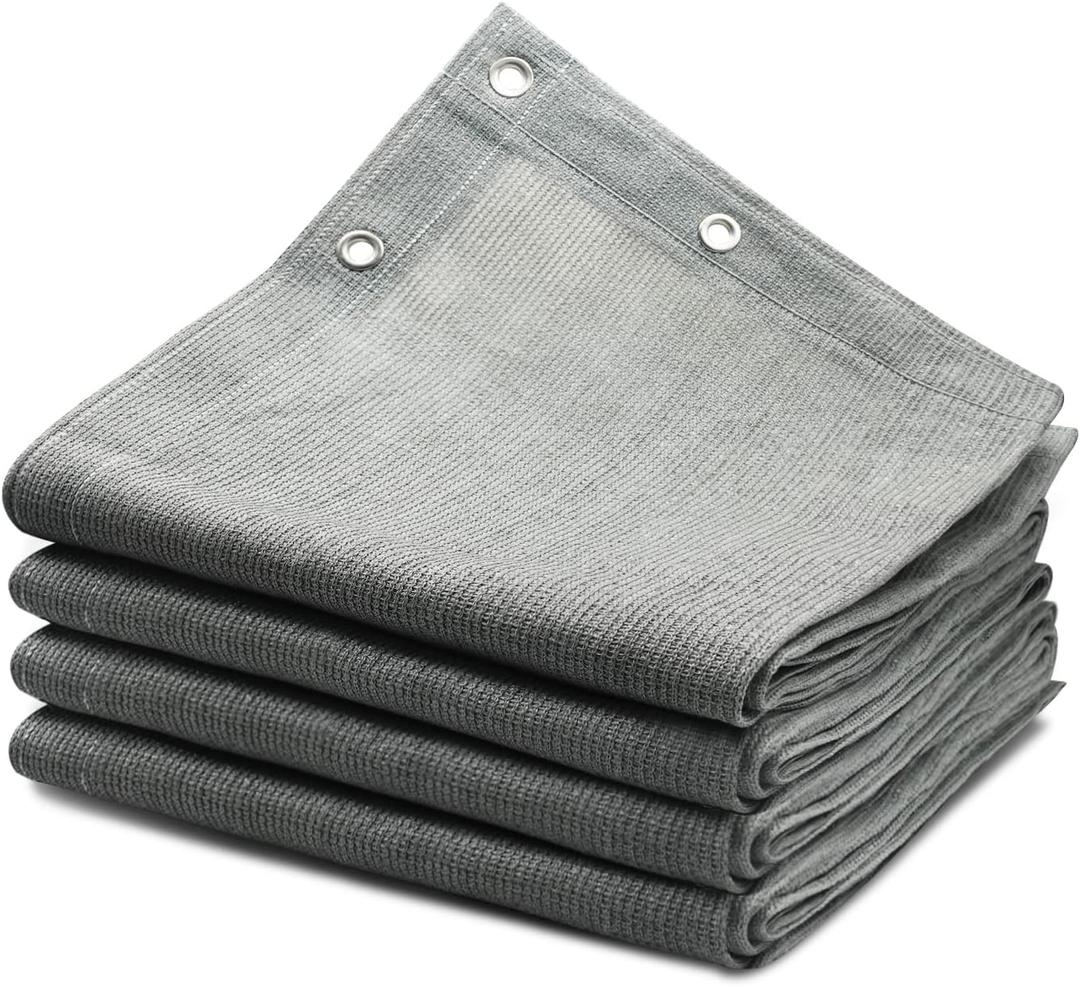 90% Outdoor Sun Shade Cloth, 6' x 6', Pergola, Deck, and Backyard Patio Sunshade with UV Protection, Heat Resistant HDPE Material, Reinforced Grommets (6x6 FT, Grey)