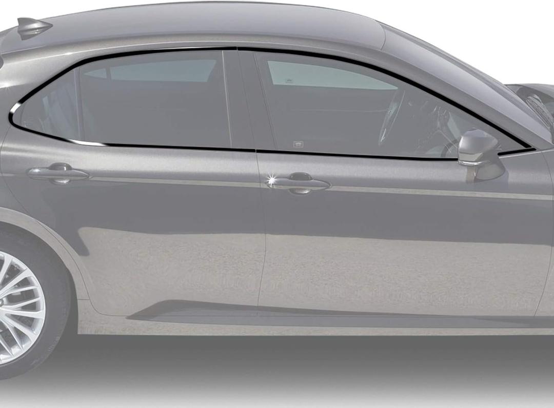 BOGAR TECH DESIGNS for Toyota Camry 2018-2024 Side Window Chrome Delete Precut Vinyl Trim Overlay, Gloss Black Blackout Appearance