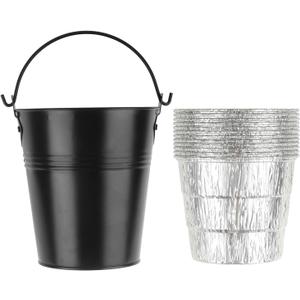 Drip Grease Bucket and 12-Pack Liners for Traeger 20/22/34 Series, Pit Boss etc Pellet Grill Smoker (Black 12)