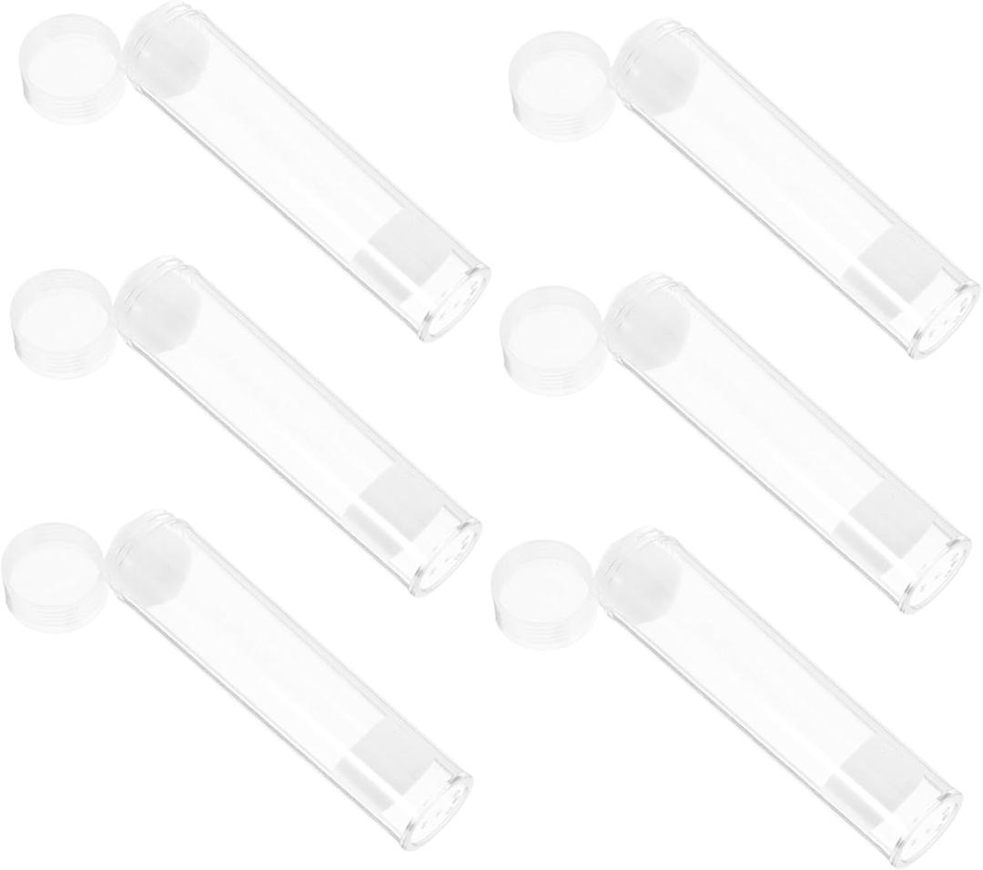 Yardwe 6Pcs Coin Storage Tubes for Quarter Holders Airtight Plastic Container for Coin Collectors and Businesses for Coin Organization and Protection