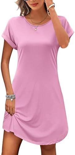 PLOKNRD Women's Casual Dress Summer Short Sleeve T-Shirt Dress Crew Neck Basic Dresses 2025, 2XL