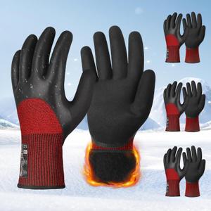 Schwer 3 Pairs Winter Work Gloves with 3/4 Double-Dipped Coating, Thermal Insulated Gloves with Grip & Abrasion Resistance, ANSI A2 Cut Resistant Warm Glove for Cold Weather, Freezer, Snow, L, CR3313