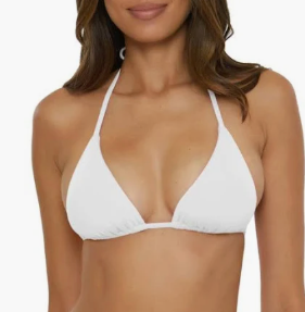 Women's Color White Triangle Bikini Top, Size S