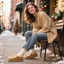 Zizor Women's Winter Bootie Slippers House Shoes - Cozy Warm Suede with Fur Lining, Memory-Foam Insole, Cute Design for Indoor & Outdoor (9, Tan)