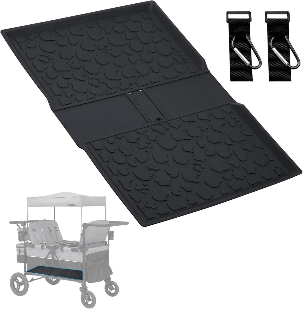All Weather Mat for Wrangler Deluxe 4 Seater Stroller Wagon,Myvikcar Insert Floor Protect Pad 31.5x22'' (Black)