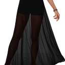 KIFOVEN Women's Sexy Sheer Mesh Maxi Skirt High Waisted A-Line Flowy See Through Long Skirts Clubwear Beach Cover Up (Black, M)