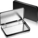Geiserailie 2 Pack Rectangular Metal Tin Box with Lid Metal Hinged Lid Tin Empty Box Container Storage for Watercolor Jewelry Pen Eraser Pill Candy Craft Organize 7.0 x 4.2 x 0.6'' (Black)