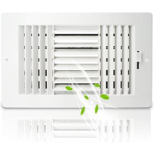 10x6 Inch(Duct Opening) FanGoFast Ceiling Register 3-Way Plastic Sidewall Ceiling Air Vent Wall Vent w/Manual Adjuster for Home, Office, Bathroom, Toilet