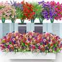 Der Rose 24 Bundles Artificial Flowers for Outdoors Fake Spring Flowers Plants UV Resistant for Home Garden Porch Window Wedding Decor (Multi-color a)