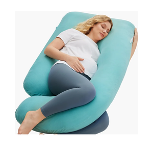 Momcozy U Shaped Pregnancy Pillows with Cotton Removable Cover, 57 Inch Full Body Pillow Maternity Support, Must Have for Pregnant Women, Tiffany Blue