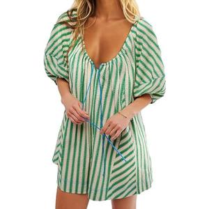 Pdxnyxx Y2k Shorts Romper Tie Front Casual Maternity V Neck Vacation Cute Puff Sleeve Summer Tshirt Rompers (Green, Small)