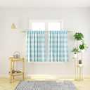 Buffalo Check Kitchen Tier Curtais 36 inches Long Plaid Gingham Rod Pocket Classic Cafe Curtains Country Farmhouse Kitchen Short Curtains 2 Panels Sky Blue & White