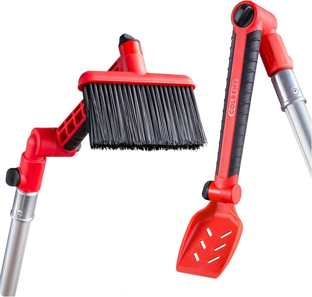 Multi-Angle Gutter Cleaning Tools From The Ground - Gutter Cleaner Tool Attachment With Gutter Scoop & Roof Brush For Easy Rain Gutter Cleaning And Leaf Removal From Gutter Guard (Pole Not Included)