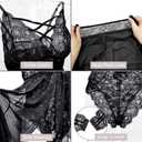 Sexy Lingerie Babydoll Nightgown Women Plus Size Chemise Nighties Lace Underwear One Piece Sleepwear Nightwear (Black)