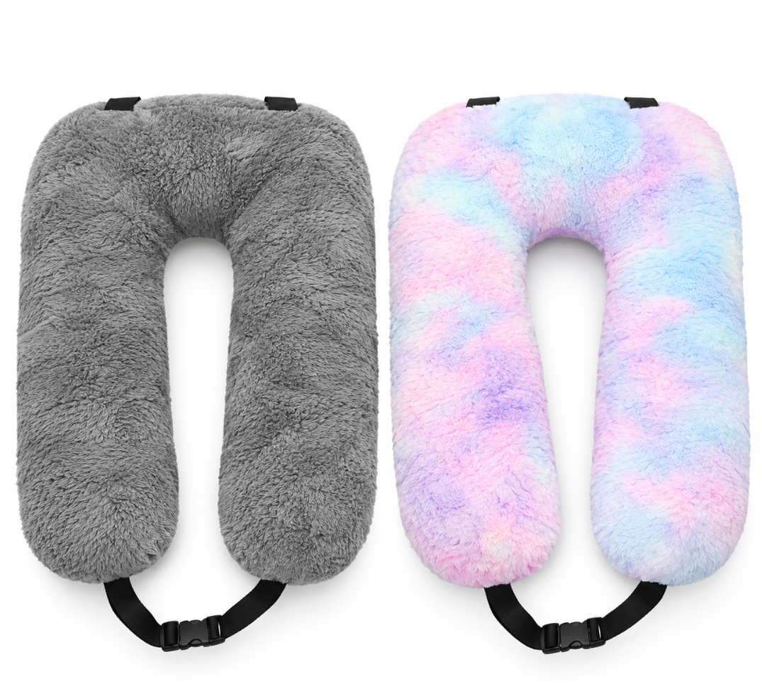 FHSGGP Travel Pillow Car Pillow Kid Car Sleeping The Sleeping Aid for Adults and Kids on Road Trips Kids Travel Pillow Gray, 28x18x5.5 Inches, 2 Pack
