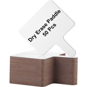 50 Pcs Dry Erase Paddles, Dry Erase Answer Paddle, Double Sided Handheld White Boards, Double Sided Paddles for Students Teachers Classroom Voting Bridal Shower Games(50 Pack, 10 X 7.9 Inches)