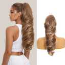 Multi Layers Clip in Ponytail Extension 24 Inch Long Conch Style High Pony Tails Hairpiece No Glue Easy Install Ultra Soft Tangle-Free Synthetic Hair for Daily Party Dating (Dark Brown)