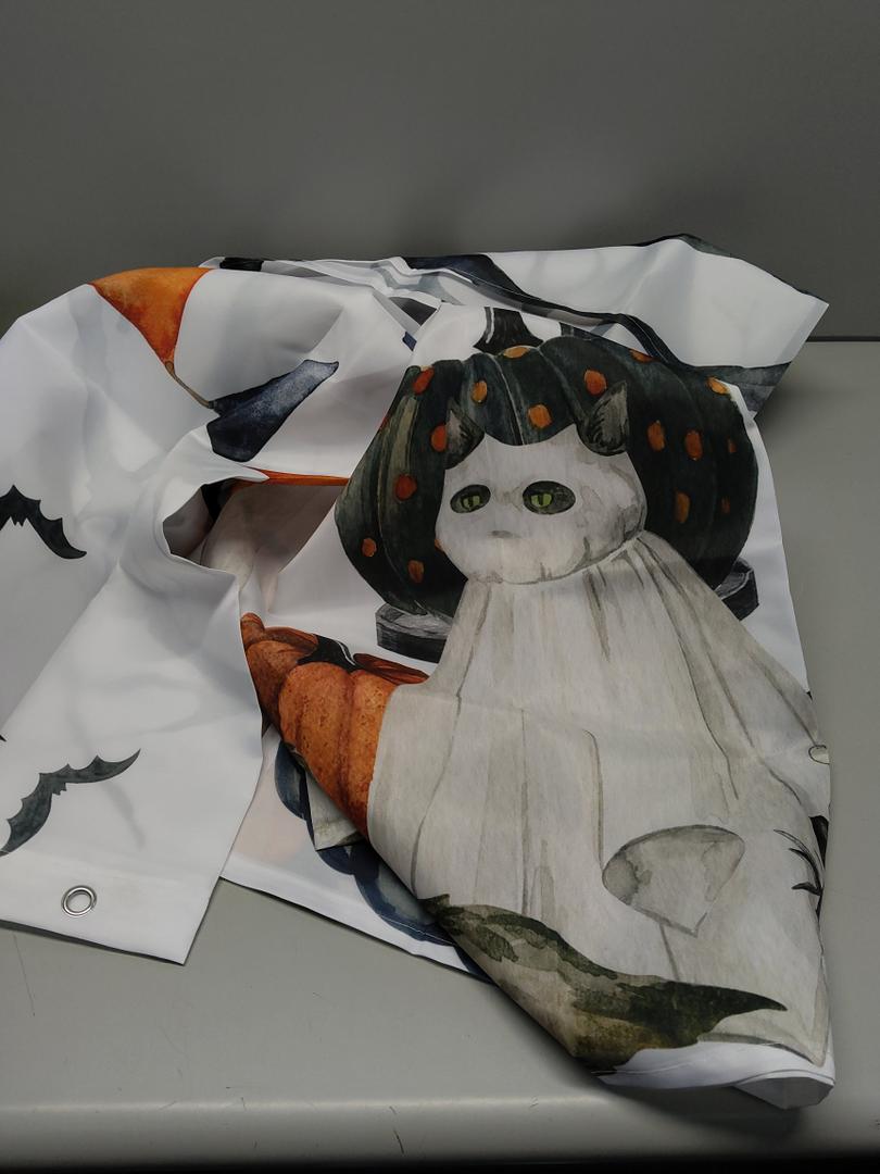 CINEKER Funny Halloween Dog Ghost Shower Curtain Sets for Bathroom 60Wx72H Pumpkins Boo Tree Shower Curtain Holiday Fun Halloween Bats Polyester Bathtub Curtain kids Child Bathroom Decor with 12 Hooks
