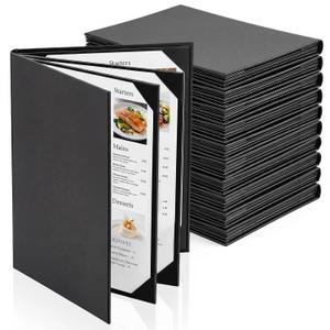 10 Pack 6 View PU Leather Menu Covers for 8.5 x 14 Inch Pages