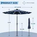 Garvee 9FT Solar Patio Umbrella with 32 LED Lights - Outdoor Table Umbrella with Crank Lift, Push Button Tilt and 8 Sturdy Ribs - Market Umbrella UV Protection for Pool, Deck, Yard, Garden -Navy Blue