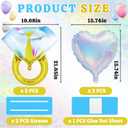 2 x 4PCS Diamond Ring & Heart Balloons Set - Bachelorette Party Decorations, Engagement Decor, Wedding Proposal Balloons, Bridal Shower, Just Married, Bride Anniversary Valentine's Day Party Favors